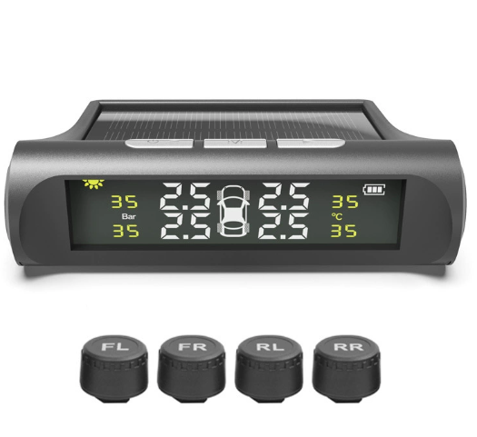 Set 4 Senzori Presiune & Temperatură Roți cu Încărcare Solară