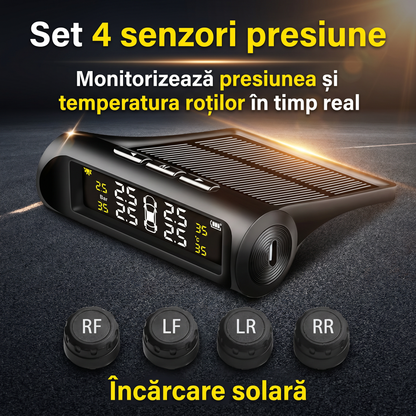 Set 4 Senzori Presiune & Temperatură Roți cu Încărcare Solară